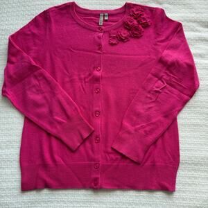 PL Caslon Fuchsia Cardigan with Floral Embellishment